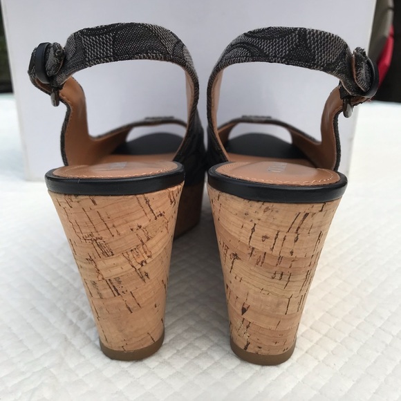 Coach Grey Open Toe Slingback Wedge - Picture 7 of 10
